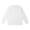 Camiseta de Manga Longa 100% Algodão Camada Base 220g Feminina Moletom Solto Casal Gola Redonda Top Interno Branco Casual Versátil