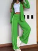Traje casual transfronterizo europeo y americano con rayas laterales, blazer, pantalones de pierna ancha con abertura, conjunto popular de dos piezas para mujer para ir al trabajo