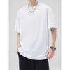 Playera Blanca de Algodón de Manga Corta para Hombre Verano 2025 Holgada Talla Grande Versátil Color Puro Cuello Redondo Casual para Usar Debajo Manga Tres Cuartos