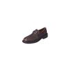 Mocasines de Piel de Vaca Texturizada con Hebilla Cuadrada de Metal 2024 Primavera Tacón Bajo Redondos por Dentro y por Fuera Completamente de Piel Genuina Planos de Boca Profunda para Mujer