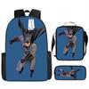 Mochila de Desenho Animado Mais Vendida Transfronteiriça Batman Batma Mochila Escolar Bolsa de Mensageiro Estojo Três Peças