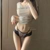 Nádegas de Mel São Encantadoras! Renda Francesa Sexy Roupa Íntima Feminina Recortada Estampada Fina Ligeiramente Transparente Nude Calcinhas Seamless