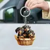 Chaveiro Multifuncional Acrílico 2D Transfronteiriço Estiloso de Gato e Cachorro, Pingente para Mochila e Decoração de Árvore de Natal