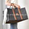 Bolsa de Almacenamiento para Leña de Fieltro con Mango de Madera para Venta al por Mayor Transfronteriza, Cesta de Almacenamiento de Fieltro con Mango de Madera de Gran Capacidad