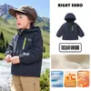 Casaco de inverno Youou para meninos com forro de fleece, jaqueta impermeável com capuz para bebês, novas roupas infantis, agasalho de inverno para meninos
