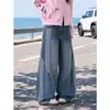 Jeans retro americanos originales lavados, deconstruidos, con tres rayas y pierna curva, un nuevo estilo de moda con patchwork de rayas y pierna ancha