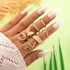 Nuevo Anillo Sencillo de Aleación de Perla Mariposa Serpiente Animal Geométrico Zodiaco Juego de Siete Anillos