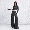 Jeans de trabajo estilo americano multibolsillos color blanco crema transfronterizos para mujer, nuevos para principios de otoño 2026, corte recto holgado, casual versátil