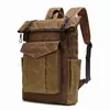 Mochilas Retro Europeas y Americanas al por Mayor, Mochilas Impermeables de Lona para Viajes al Aire Libre y Ocio, Lona Encerada al Aceite