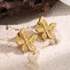 Comercio Electrónico Transfronterizo Populares Pendientes Estilo Petal Ins Retro Oro de 18K Acero de Titanio Textura Pendientes de Pétalo Joyería para Mujer