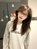 Camiseta Raglan de Manga Longa com Blocos de Cor Estilo College, Estampa de Letras e Listras Pretas e Brancas para Mulheres, Outono Inicial, Fina, Gola Redonda, Top Solto