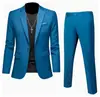 Traje de hombre de un botón entallado, traje de dos piezas business casual de color brillante, ropa formal de hombre para banquetes y actuaciones