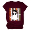 Amazon eBay Tienda Independiente Moda Casual Divertida Mujer Fantasma Murciélago Pentagrama Cuello Redondo Manga Corta Camiseta