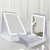 Espejo de Tocador Portátil LED con Luz, Espejo de Almacenamiento, Espejo de Maquillaje Plegable, Espejo de Tocador de Escritorio