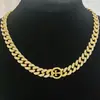 Collar Cubano de Cruz Exagerado y Genial con Diamantes Completos de 13 mm Estilo Europeo y Americano Cadena Dorada Grande de Hip-Hop de Moda para Hombre