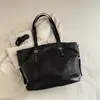 Bolsa de Gran Capacidad para Mujer, Bolso de Hombro Versátil Estilo Universitario, Bolso Tote Negro de Cuero Suave para Viajes Diarios, Bolso Cruzado Casual, Moderno