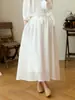 100 peças de saia longa feminina de verão fina, pura ramie, delicada, estilo floresta artística vintage, saia de corte A super fada com barra larga