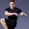 Camiseta casual de moda de verano de estilo americano transpirable de secado rápido, simple, versátil, de cuello redondo, manga corta para hombre, color liso de moda, en stock
