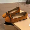 Zapatos de Ballet para Mujer de Verano 2026 Nuevos, Tacón Bajo, Lazo, Suela Suave, Cómodos, Modernos, para Commuting, Trabajo, Gamuza