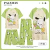 Ropa Nueva para Niños 2024 Conjunto de Cuatro Piezas para Primavera, Verano y Otoño Dibujos Animados para Niños Pantalones Cortos de Manga Corta para Niños y Niñas Pijama para Casa