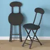 Silla Plegable Taburete Pequeño Uso en Casa Taburete Plegable Resistente Taburete Alto Taburete Sencillo con Respaldo Taburete Redondo Portátil