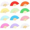 Abanico de papel de color abanico plegable en blanco niños jardín de infantes DIY materiales hechos a mano abanico plegable de color sólido abanico de bambú imprimir logo grabado