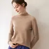 Suéter de cachemira de primera línea listo para usar para mujer otoño e invierno cuello alto semi alto manga larga jersey de punto lana base suéter sin costuras