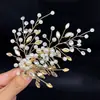 Comercio Exterior Peine de Mano Hecho a Mano Adorno para el Cabello Accesorios para el Cabello de Novia Color Perla Diamante Forma de Hoja de Cabello Disco Decoración Lateral para el Cabello DZ216