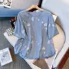 Nuevas Blusas Estilo Chino para Mujer, Nuevo Estilo de Verano, Camisas Bordadas de Manga Corta Estilo Nacional con Tapeta Diagonal Mejorada y Botones de Placa, Camisas Casuales Holgadas