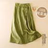 Seis Cores Disponíveis~ Nova Saia Casual Feminina de Verão 2026 Linha A, Saia Midi de Algodão e Linho para o Verão, Cintura Elástica, Modelo Flare