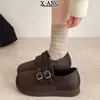 Cuero Genuino Suela Suave Pies Que No Se Cansan Cobertura Total Zapatos Birkenstock para Mujer Felpa Plus Cálidos Zapatos de Algodón de Un Paso Zapatos Mary Jane Mocasines
