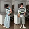 Chaleco de Punto Rayado de Verano para Hombre, Camisa sin Mangas Moderna y Elegante, Top Casual Estilo Coreano