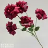 Vermelho vinho popular material de flor de simulação Eucalipto Hortênsia palma vermelha rosa vermelha com salão de casamento estrada atacado