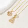 Collar Popular Transfronterizo de Caramelo de Roca Completo Diamante 26 Letras Inglesas para Mujer Cobre Incrustado Chapado en Circonio Flor de Oro Real Juego de Letras Lote