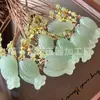 Collar de Jade Natural Color Agua Clara, Colgante de Aventurina para la Paz, Candado de Nube de Aventurina, Gota de Agua, Flor de Peonía, Mariposa