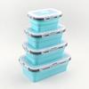 Fiambrera plegable de silicona, portátil, para microondas, cuadrada, de plástico, para refrigerador, venta al por mayor