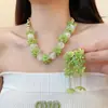 Pendientes y accesorios de collar florales frescos de verano, pendientes de borla para mujer estilo dulce, juego de joyería de lujo ligero de alta gama