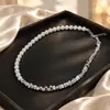 Collar con colgante de perla de plata rota irregular para mujer 2023, nuevo y elegante collar con cadena de clavícula, personalizado con celebridades de Internet, combina con todo.