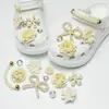 Acessórios para Calçados com Furo para Corrente de Pérolas Flor de Sapato DIY Fivela de Sapato de Metal High-End Cristal de Strass Removível Decoração de Desenho Animado
