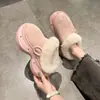 Mocasines cerrados sin cordones para mujer, nuevo estilo otoño e invierno 2026, suela gruesa, felpa, cálidos, pantuflas de algodón peludas