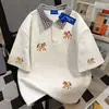 Camiseta de Manga Corta Retro de Año Nuevo para Mujer, Diseño de Retazos a Cuadros y Cuello Vuelta, Top Holgado de Algodón Puro para Pareja