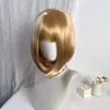 Wish suministro peluca femenina corta recta cabeza bobo blanco cremoso fibra química peluca tocado fabricantes mayoreo soporte transfronterizo