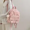 Mochila Escolar para Meninas, Mochila Fofa Estilo Coreano com Desenhos para Alunos do Ensino Fundamental, Médio e Superior, Mochila de Costas Dupla Protetora da Coluna