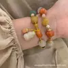 Pulsera de Calabaza con Hilo Dorado, Pulsera de Ágata, Cuentas de Oración de Calabaza con Múltiples Gemas por Paz y Salud, Popular en Tiktok, Mayoreo