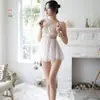 Kameixue Lencería Sexy Malla Bordado Push-Up Transparente Encaje Falda Atrevido Apasionado Provocación Conjunto 1182