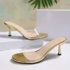 Sandalias Versátiles con Tacón Delgado, Punta Redonda, Mules Sexy de Punta Abierta, Nuevas Sandalias Transparentes de Tacón Alto para Mujer Verano 2026