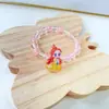 Pulseira de Desenho Animado Tema Frozen para Meninas Pequenas, Fofa e de Alta Elasticidade, Contas de Cristal Coloridas, Joia Infantil