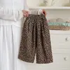 Shorts de Pierna Ancha con Estampado de Leopardo para Niñas Verano Algodón Lino Sueltos Casuales Pantalones Florales para el Hogar de Niños Nuevo Estilo Coreano Moderno