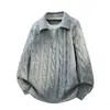 Atmósfera de Otoño e Invierno Punto Retro de Dos Piezas Falsas para Hombre Estilo Perezoso Holgado Nueva Chaqueta de Punto Trenzado Estilo Coreano