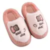 Chinelos de Algodão Pelúcia Urso Desenho Animado Estilo Coreano Outono e Inverno Chinelos Domésticos de Interior Sapatos Domésticos Quentes Espessados de Pelúcia Venda por Atacado